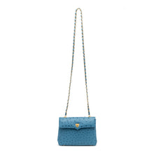 Load image into Gallery viewer, Medium Chain Bag in Blue Jeans Ostrich
