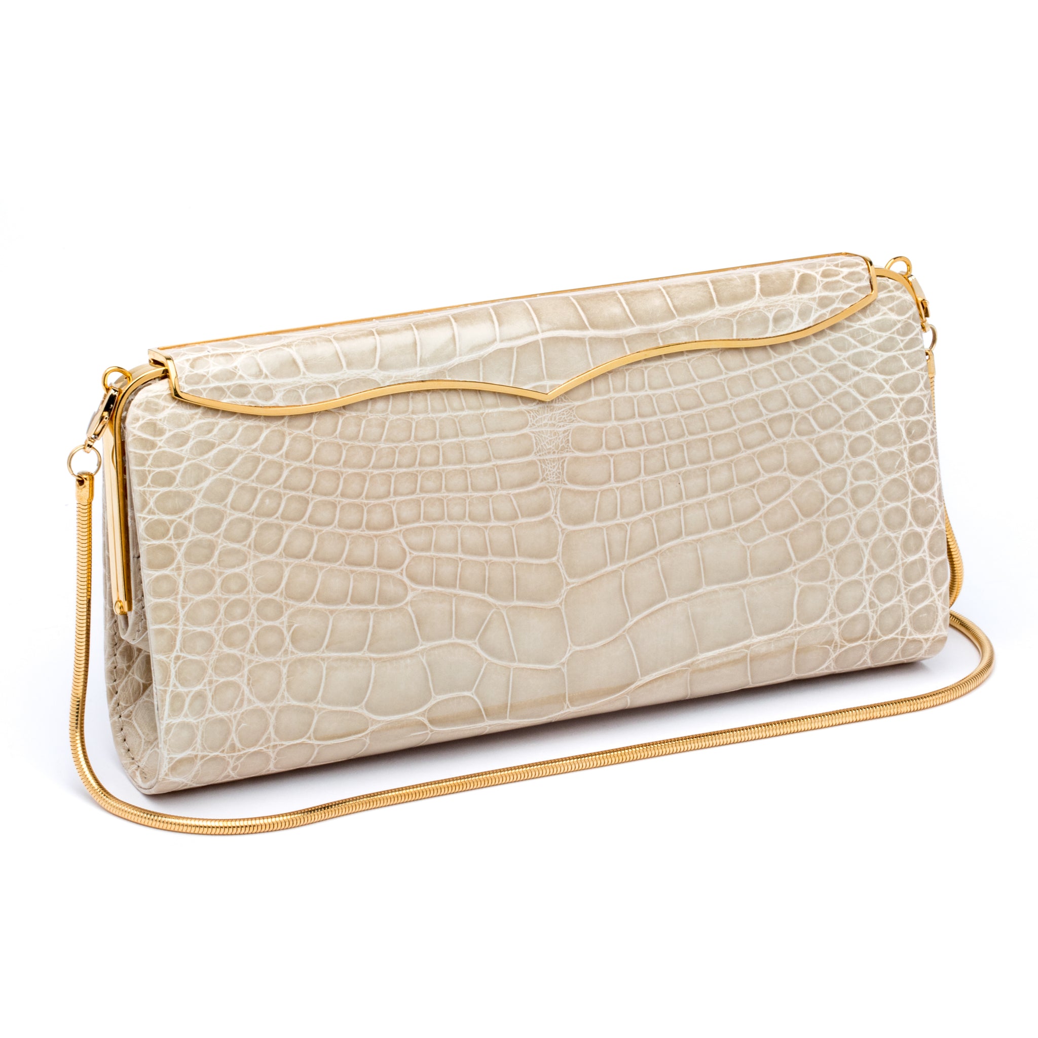 Large Cleopatra Clutch in Cream Alligator – LANA MARKS