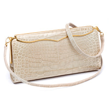 Load image into Gallery viewer, Large Cleopatra Clutch in Cream Alligator
