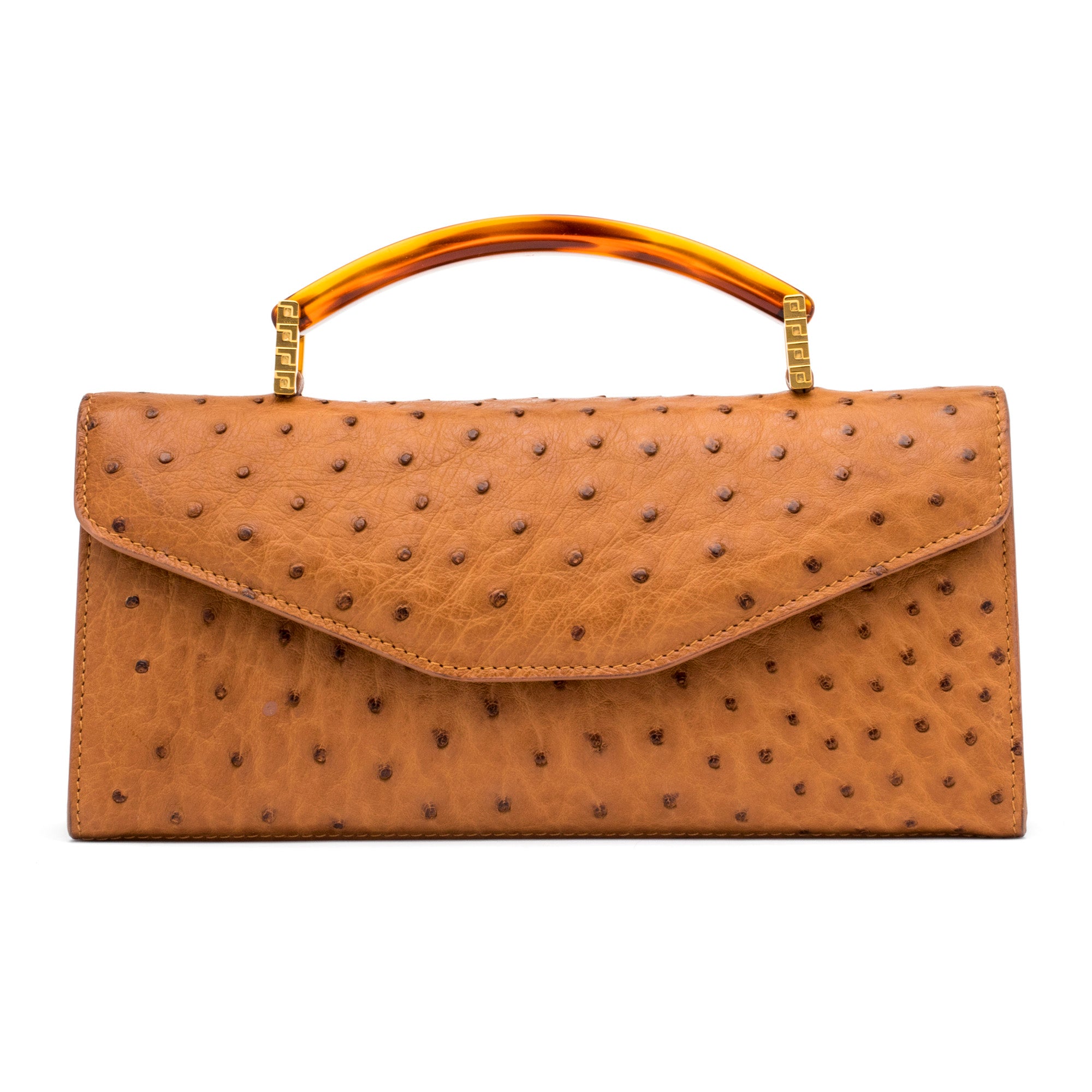 Lana Marks Brown Ostrich Handbag