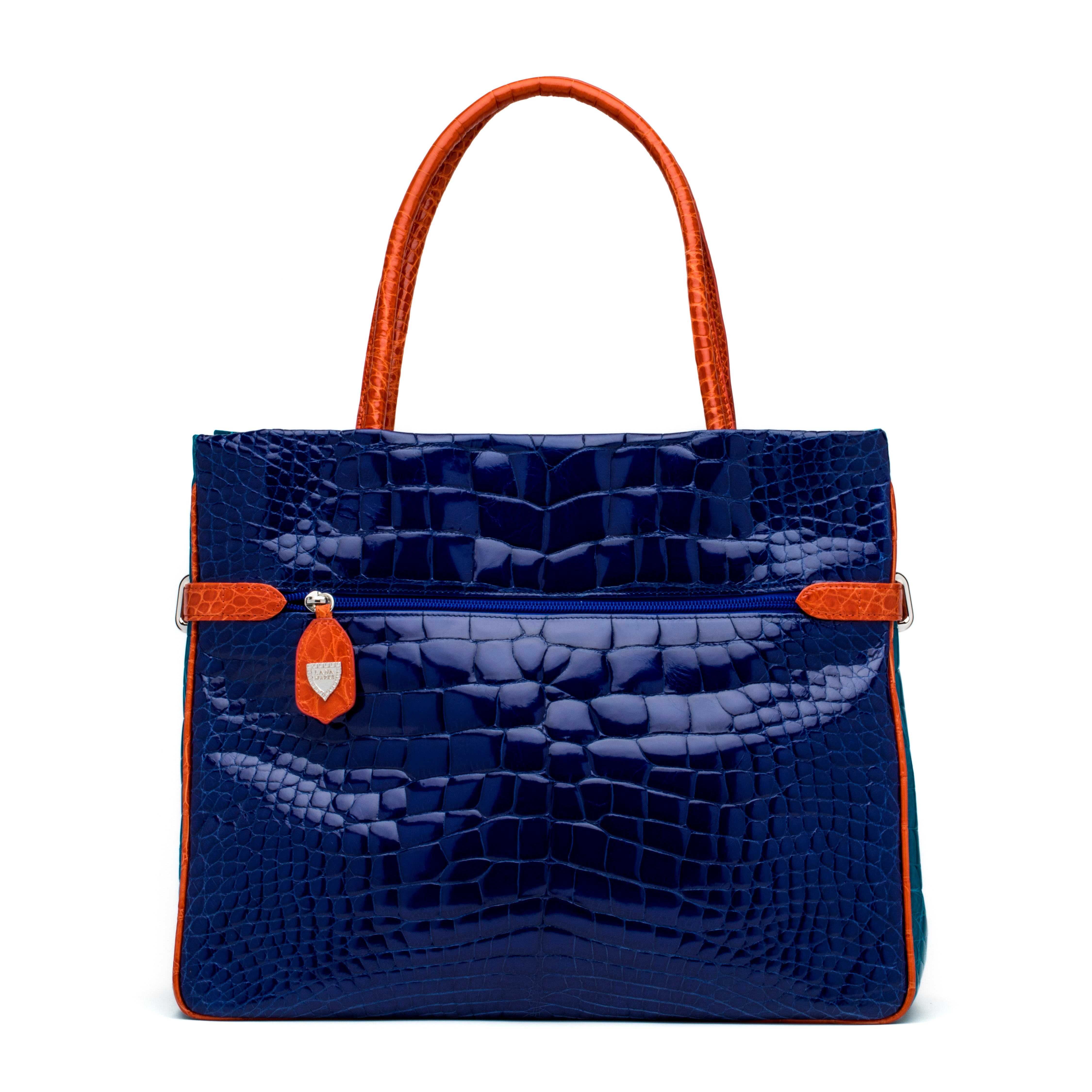Tri-Color Positano Tote in Royal Blue, Orange, and Turquoise