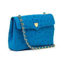 Load image into Gallery viewer, Medium Chain Bag in Blue Ostrich
